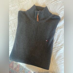 Tommy Hilfiger Men's Charcoal Zip-Up Sweater